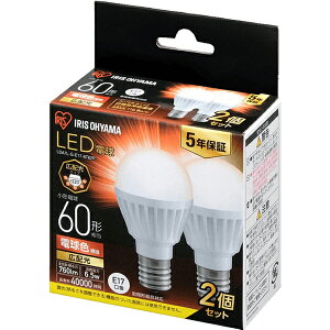 IRIS OHYAMA �A�C���X�I�[���} LED�d�� E17 �L�z��2P �d���F 60�`(760lm) LDA7L-G-E17-6T62P