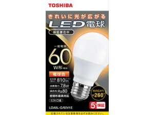 TOSHIBA ���� LED�d�� 7.8W �S���� �d���F����2700K A�` E26 60W�`���� 810lm LDA8L-G/60V1E