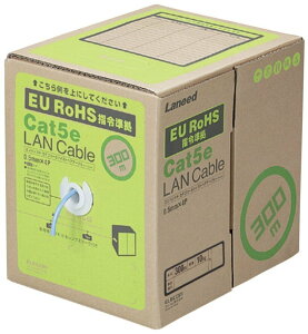 ELECOM �G���R�� RoHS�Ή�LAN�P�[�u��/CAT5E/300m/�u���[/�ȈՃp�b�P�[�W/�������d�l LD-CT2/BU300YR