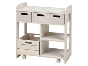 萩原 ハギハラ 天然木 桐材 キッチンワゴン キャスター付き ホワイトウオッシュ MUD-6410WS メーカー直送 同梱不可 カード決済のみ対応 沖縄・北海道・離島お届け並びに時間指定不可