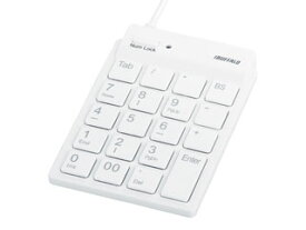 BUFFALO/バッファロー スリムテンキーボード USB2.0ハブ（2ポート）/Tabキー付き ホワイト