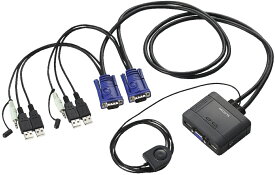 ELECOM エレコム KVM-KUS USB対応 ケーブル一体型パソコン切替器