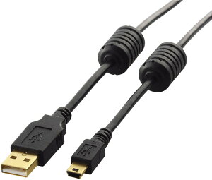 ELECOM �G���R�� USB2.0�P�[�u��/�t�F���C�g�R�A�t A-miniB�^�C�v/5.0m(�u���b�N) U2C-MF50BK