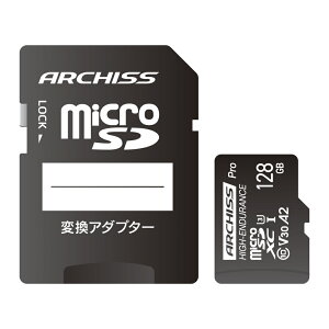 ARCHISITE A[LTCg ARCHISS ϋv microSDXCJ[h 128GB UHS-1 U3 Class10 V30 SDϊA_v^[t AS-128GMS-PV3