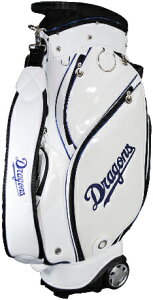 LEZAX/レザックス 中日ドラゴンズ 9.0型キャスター付きキャディバッグ ホワイト CDCB-2420