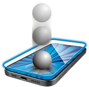 ELECOM �G���R�� iPhone 16/15�p�K���X�t�B����/SHOCKPROOF/������/�u���[���C�g�J�b�g PM-A24AFLGZBL