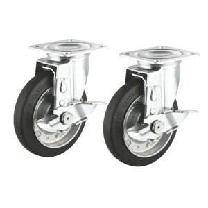 SANWA SUPPLY �T�����T�v���C CST-125ER-FRST2 �ėp�L���X�^�[ 125mm�a 2�Z�b�g(�t���[ �X�g�b�p�[�t��)