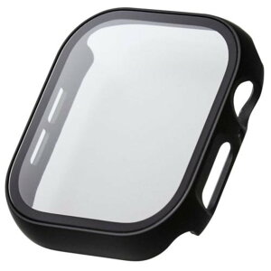 ELECOM �G���R�� AW-24AFCGOCBK Apple Watch 46mm/�t���J�o�[�P�[�X/�v���~�A���K���X/�S����/�Z���~�b�N�R�[�g/�u���b�N