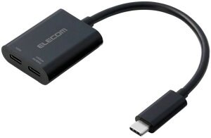 ELECOM �G���R�� Type-C�f���ϊ��A�_�v�^/TypeC-TypeC×2/4K60Hz/10Gpbs/�u���b�N AD-C2CPD100BK