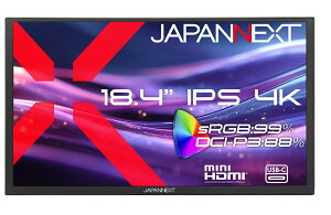 JAPANNEXT �W���p���l�N�X�g 4K�Ή� 18.4�^�t���f�B�X�v���C/miniHDMI×1�AUSB-C×2/�u���b�N/�X�s�[�J�[/2�N�ۏ� JN-MD-IPS184U