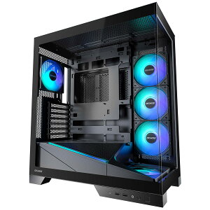 Okinos ATX�Ή��s���[���XPC�P�[�X ARGB�t�@��5�W������ �u���b�N Aqua 9 ARGB