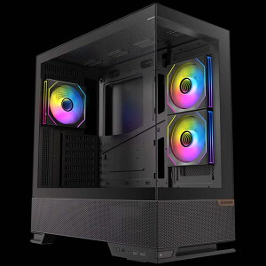 Okinos ATX�Ή��s���[���XPC�P�[�X ARGB�t�@��3�W������ �u���b�N Aqua 6 Infinity