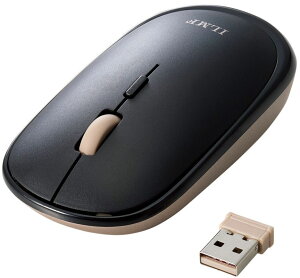 ELECOM �G���R�� ILMF/BlueLED�}�E�X/���^/�É�/����2.4GHz/4�{�^��/�u���b�N M-TM10DBBK-IL