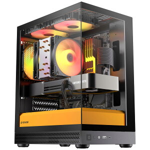 Okinos Micro-ATX�Ή��~�j�^���[PC�P�[�X ��/�� Aqua UNO Canary (Black/Yellow)