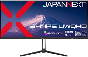 JAPANNEXT �W���p���l�N�X�g UWQHD�Ή� 34�^�t���f�B�X�v���C/HDMI×1�ADP×1�AUSB-C×1/�u���b�N/�X�s�[�J�[/2�N�ۏ� JN-IPS34UQ2-C6
