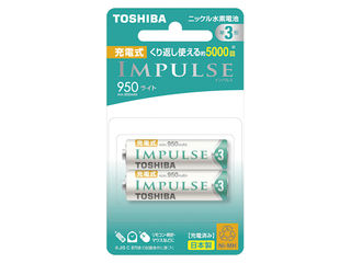 ライトタイプ TOSHIBA 東芝 ニッケル水素電池 充電式インパルス 950mAh 使い勝手の良い TNH-3LE2P 単3形2本 期間限定お試し価格