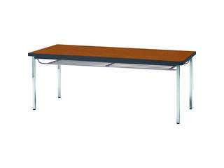 会議用テーブル 1800×900×H700 下棚付 丸脚 チーク TDST1890-Tのサムネイル