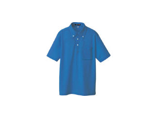 AITOZ 与え アイトス 新作からSALEアイテム等お得な商品満載 ボタンダウン半袖ポロシャツ ブルー Lサイズ 10599-006-L