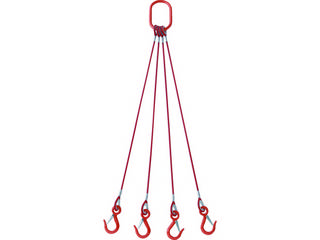 最大75%OFFクーポン  TRUSCO トラスコ中山 4本吊玉掛ワイヤーロープスリング(カラー被覆付)アルミロックタイプ 赤透明2M TWSP4P6S2