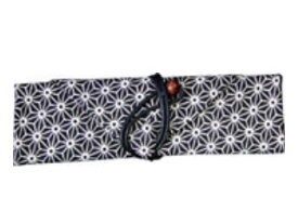 MARUJYU 丸十 携帯用箸袋 麻の葉 黒 全長25cm 綿