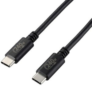 ELECOM �G���R�� USB2.0�P�[�u��/C-C�^�C�v/�F�ؕi/USB Power Delivery�Ή�/240W/1.0m/�u���b�N U2C-CCPE10NBK