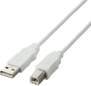 ELECOM �G���R�� EU RoHS���� USB2.0�P�[�u�� AB�^�C�v/3.0m �z���C�g USB2-ECO30WH