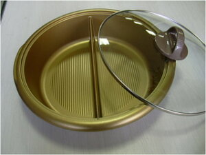 二色鍋、仕切り鍋、両食鍋、卓上鍋、火鍋 SUGIYAMA 杉山金属 KS-2669 仕切り屋 満水容量3L ガラス蓋付 【sugidonabe】【shikirinabe】