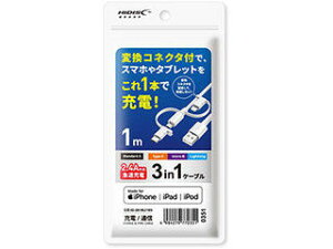 HIDISC HIDISC 1�{��3�� Lightning, microUSB Type-C�P�[�u�� 1m �z���C�g�����[�d2.4A�Ή� HD-3IN1MLC1WH