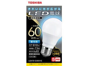 TOSHIBA  LEDd 7.3W S F6500K A` E26 60W` 810lm LDA7D-G/60V1E
