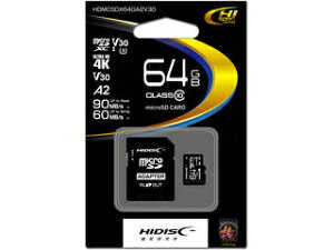HIDISC/ハイディスク 超高速microSDXCカード 64GB CLASS10 UHS-I Speed class3, A2対応 HDMCSDX64GA2V30