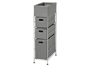 萩原 ハギハラ 【完成品】ランドリーラック タオル収納 隙間収納 スリムタイプ(幅20.5cm)引出し3段 グレー RAN-2406GY メーカー直送 同梱不可 カード決済のみ対応 沖縄・北海道・離島お届け並び