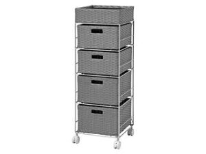 萩原 ハギハラ キャスター付き ランドリーラック タオル収納 引出し4段 グレー RAN-2415GY メーカー直送 同梱不可 カード決済のみ対応 沖縄・北海道・離島お届け並びに時間指定不可