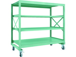 【組立・輸送等の都合で納期に3週間以上かかります】 TRUSCO/トラスコ中山 【代引不可】R3型ボルト式中量棚W1800XD900XH1500 4段 Φ150 ウレタンキャスター付 R3-5694-U150