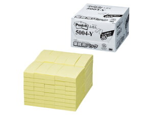 3M/スリーエムジャパン 【Post-it/ポストイット】ふせん 業務用パック イエロー 5004-Y 縦75×横25mm 100枚 80パッド