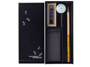 あかしや 大人の書道セット越前塗 黒(小)とんぼ AR-04ST