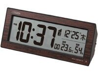 CITIZEN/シチズン 8RZ195-023 電波目覚まし時計 木目 茶 温湿度表示 カレンダー