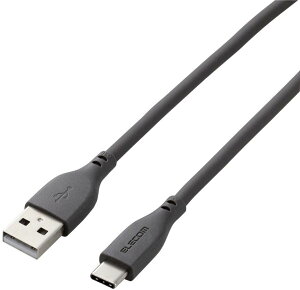 ELECOM �G���R�� USB-A to USB Type-C�P�[�u��/�Ȃ߂炩/1.0m/�O���[ MPA-ACSS10GY