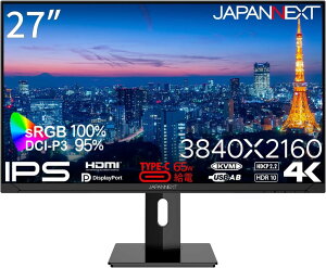JAPANNEXT �W���p���l�N�X�g IPS�p�l�� 4K�Ή�27�^�t���f�B�X�v���C(DP/Type-C/�X�s�[�J�[/2�N�ۏ�) JN-IPS271UHD-C65W-HSP �P�i�w���̂݉i���ꏤ�i�ł���Ε����w���j �N���W�b�g�J�[�h �����������