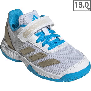 adidas �A�f�B�_�X �y�W���j�A�z�R�[�g�t���b�V�� �t�b�N�A���h���[�v �e�j�X�V���[�Y �L�b�Y JP6686 �y18.0cm�z �y�t�b�g�E�F�A�z���C�g/�T�C�o�[���^���b�N/���V�b�h�A�N�A�}�����z Courtflash Hoo