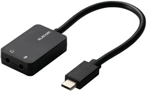 ELECOM �G���R�� USB�I�[�f�B�I�ϊ��A�_�v�^/USB Type-C/0.15m/�u���b�N USB-CADC02BK