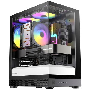 Okinos Micro-ATX�Ή��~�j�^���[PC�P�[�X ��/�� Aqua UNO Zebra (Black/White)