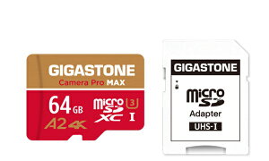 Gigastone MicroSDXC�J�[�h 64GB UHS-1 U3 A2 4K�X�y�b�N �ő�Ǎ��ݑ��x100MB/s 4K�Ή� Camera Pro Max GJMX-64G4KGR