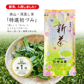 【2024 新茶・メール便（3個まで）】狭山茶・深蒸し茶「特選初づみ」神山園お茶 茶葉 高級 日本茶 緑茶 煎茶 深むし茶 さやま茶 おちゃ 日本三大茶 埼玉県産 プレゼント 母の日 父の日 ギフト 敬老の日 ギフト 入間市