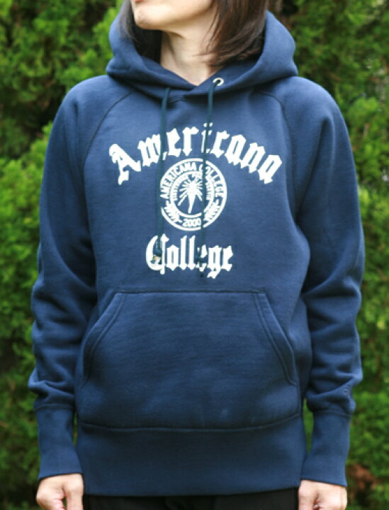 楽天市場】（アメリカーナ）AMERICANA COLLEGE パーカー（ネイビー 