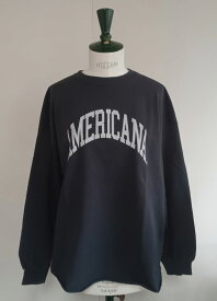 （アメリカーナ）AMERICANAクルー（ブラック）送料無料レディース　ノーマル丈　フリーサイズ　裏パイル　ダメージ加工プリント