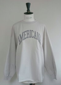 （アメリカーナ）AMERICANAクルー（ベージュ）送料無料レディース　ノーマル丈　フリーサイズ　裏パイル　ダメージ加工プリント