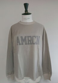 （アメリカーナ）AMRCNクルー（ベージュ）送料無料レディース　ノーマル丈　フリーサイズ　裏パイル　ダメージ加工プリント