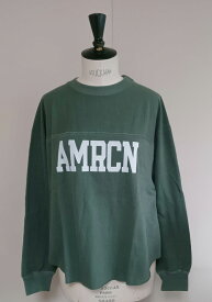 （アメリカーナ）AMRCNクルー（グリーン）送料無料レディース　ノーマル丈　フリーサイズ　裏パイル　ダメージ加工プリント