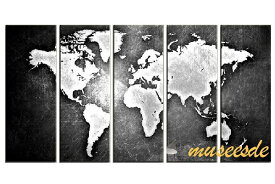 ミュゼ・デユ 手書き 油絵画モダン 壁掛け インテリア アート グラデーション モノトーン ビビット 抽象画 凹凸 和風 ヨーロッパ風『パネルアート』5パネルSET 世界地図 P5M043
