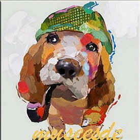 ミュゼ・デユ　オイルペイントモダン ファブリックパネルアート ペット絵画　動物 油彩絵 壁掛け 手書き アートパネル 犬 猫 鳥 魚 鹿 猿 熊 蛙 虫 馬 象 『たばこ好きなビークル』フレームなし ADD116